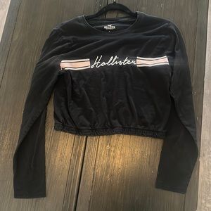 Hollister black cropped logo long sleeve